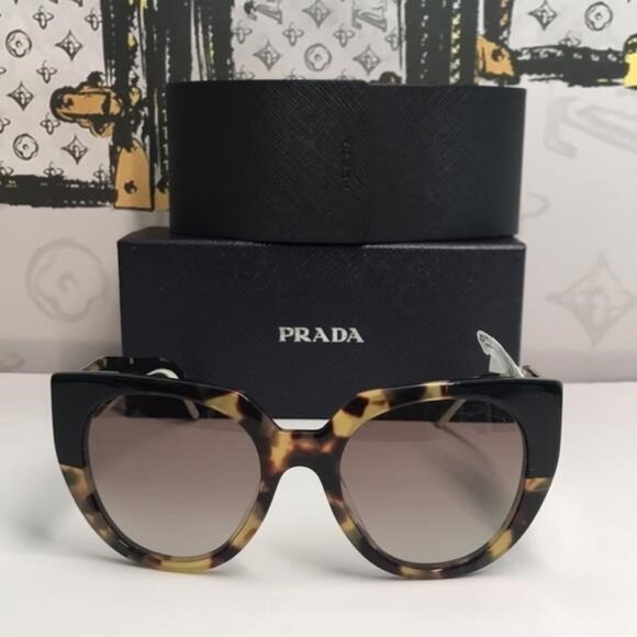 New Authentic Prada Cat Eye Sunglasses PR 14WS – Tortoise & Powder Frame - Picture 8 of 13